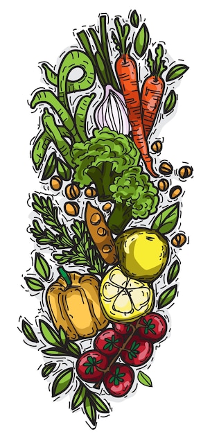 Vector vegetables isolated creative design healthy life objects.