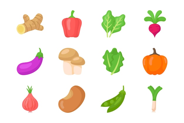 Vector vegetables isolated object set
