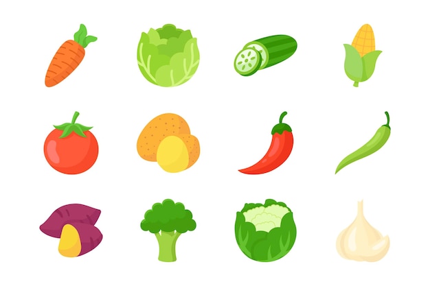 Vector vegetables isolated object set