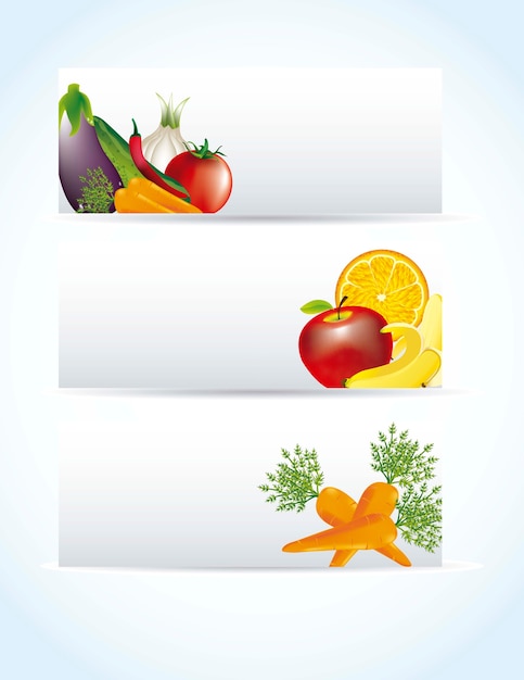 Vegetables labels with shadow over blue background vector