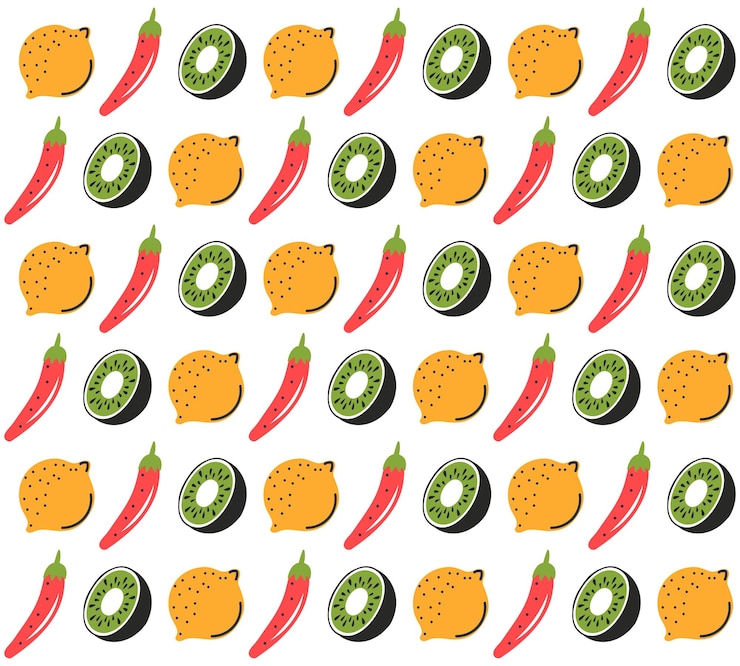 Vector vegetables pattern background. food pattern background. hand drawn abstract vegetable pattern.