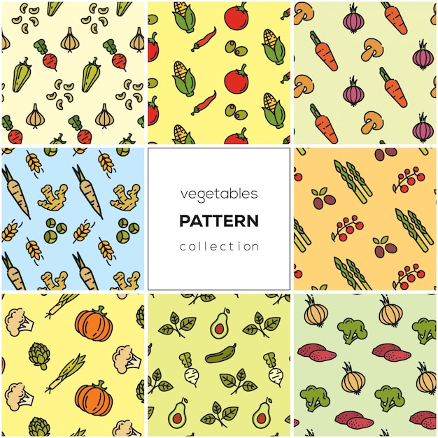 Vector vegetables pattern collection