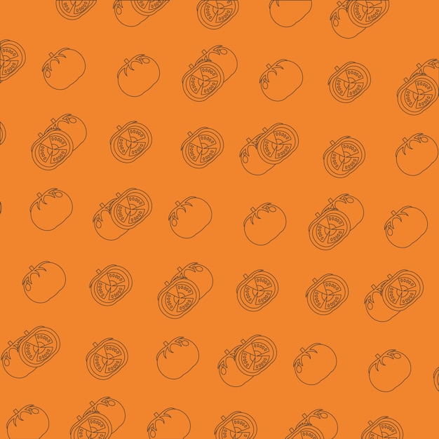 Vegetables pattern orange background