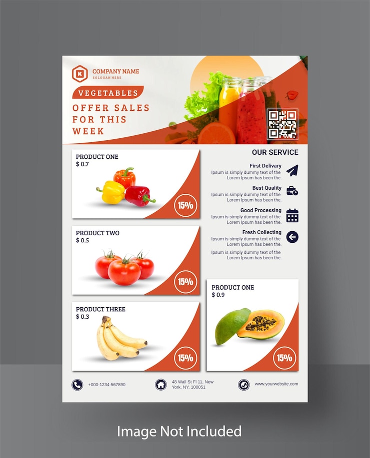 Vector 野菜店のフライヤーデザインのテンプレート