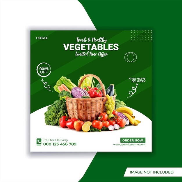 Vector vegetables social media promotion banner and instagram post design