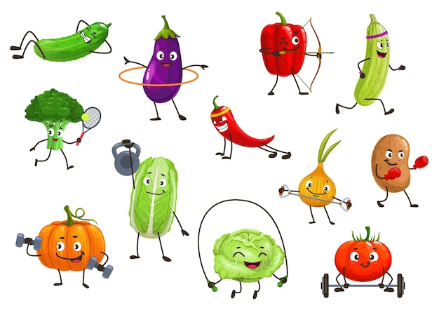 Vegetables sportsmen isolated illustration