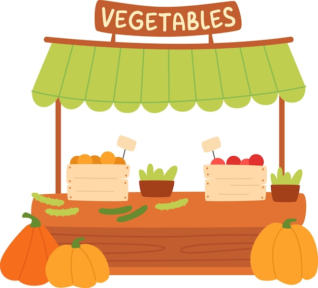 Vector vegetables street food counter