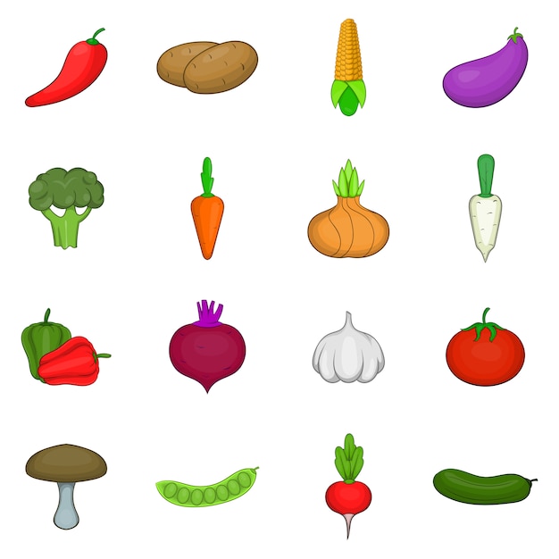 Vegetables studio icons set