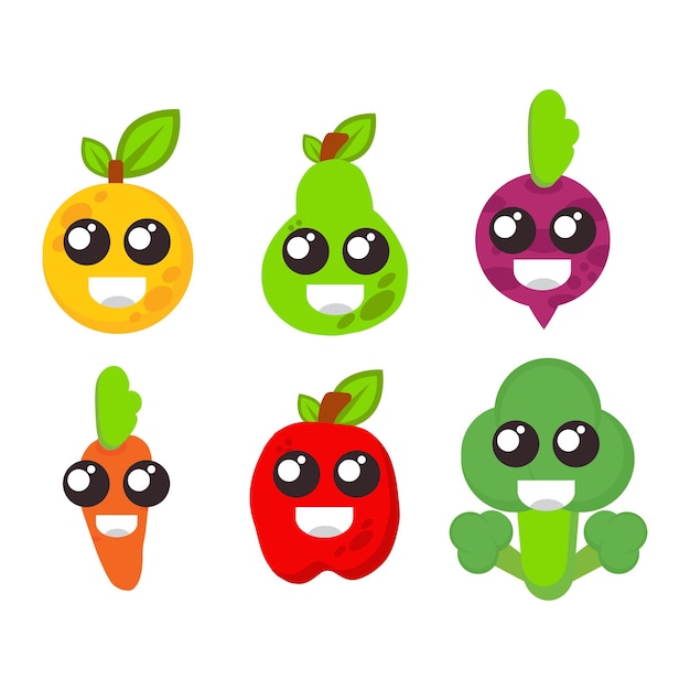 Vector vegetables swith smile face illustration