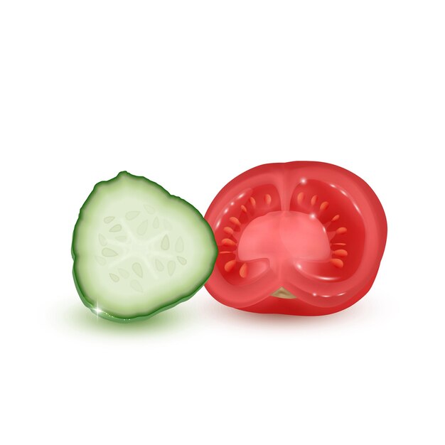 野菜トマトとキュウリのイラスト