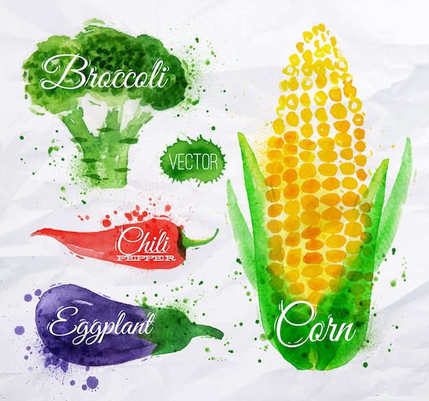 Vegetables watercolor corn