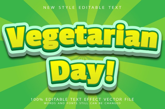 Vegetarian day editable text effect emboss modern style