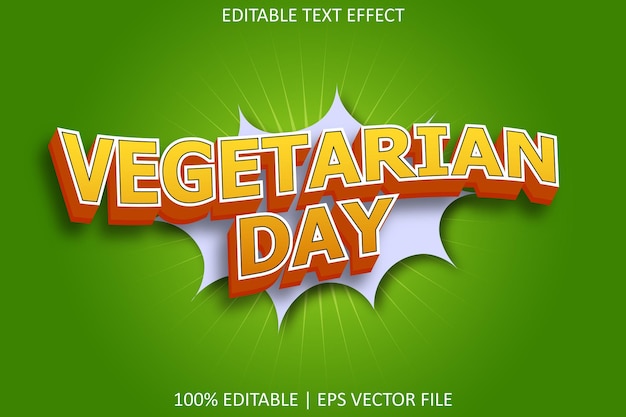 Vegetarian day with comic style editable text effect