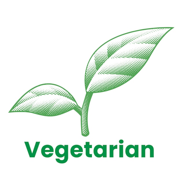 Icona di foglie verdi incisa vegetariana