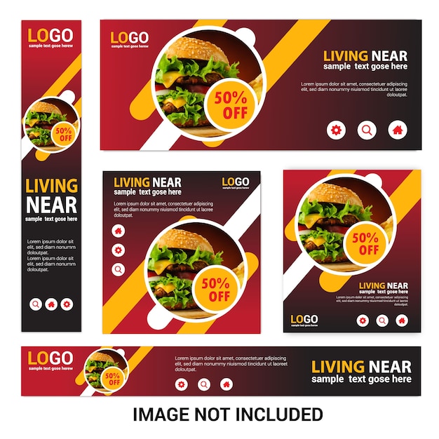 Vector vegetarian food banner set