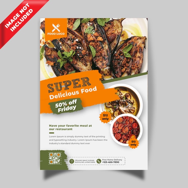 Vector vegetarian food flyer for restaurant