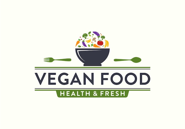 Vector vegetarian food logo design template inspiration