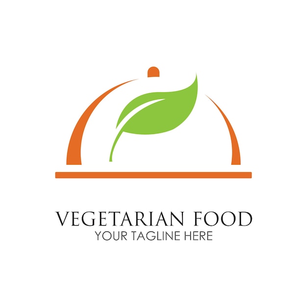 Vegetarian food logo illustration design template vector