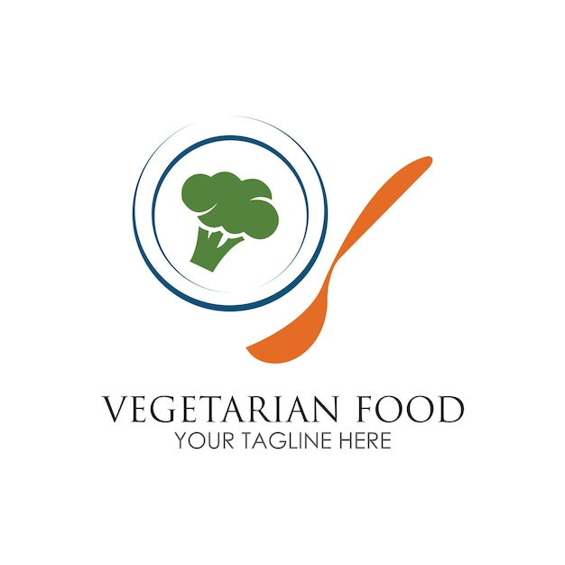 Vegetarian food logo illustration design template vector