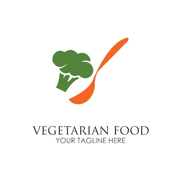 Vettore del modello di progettazione dell'illustrazione del logo dell'alimento vegetariano