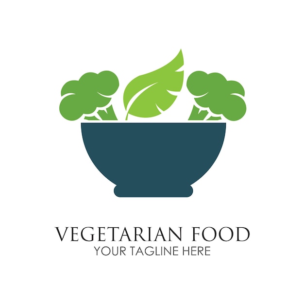 Vegetarian food logo illustration design template vector