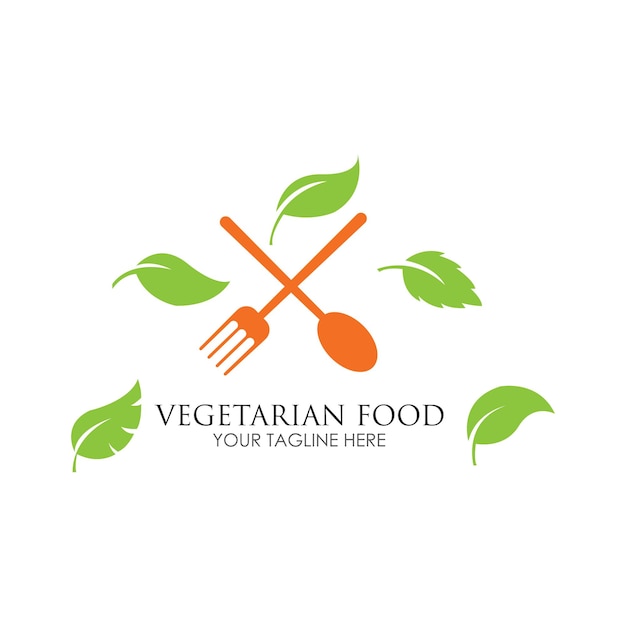 Vegetarian food logo illustration design template vector