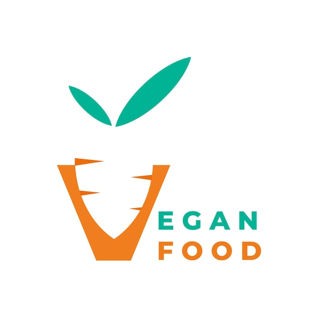 Vegetarian food logo symbolized by carrot