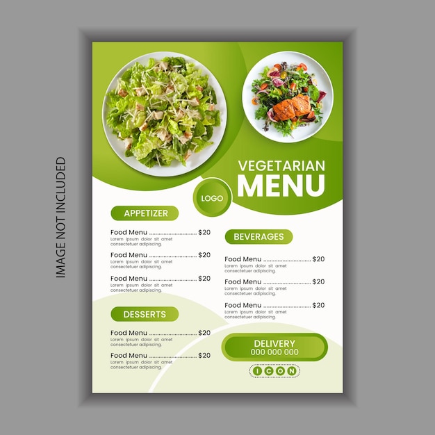 Vegetarian food menu template