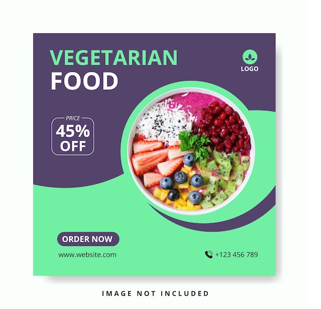 Vegetarian food social media template post