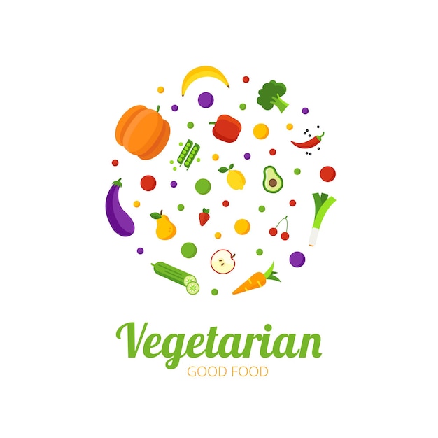 Concetto di logo vettoriale di buon cibo vegetariano