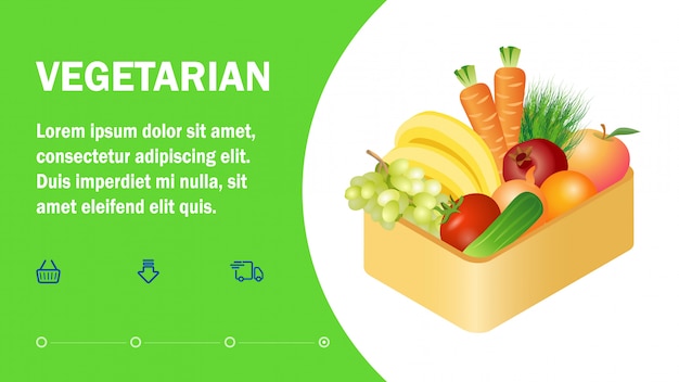 Modello piatto di pagina di destinazione negozio vegetariano online