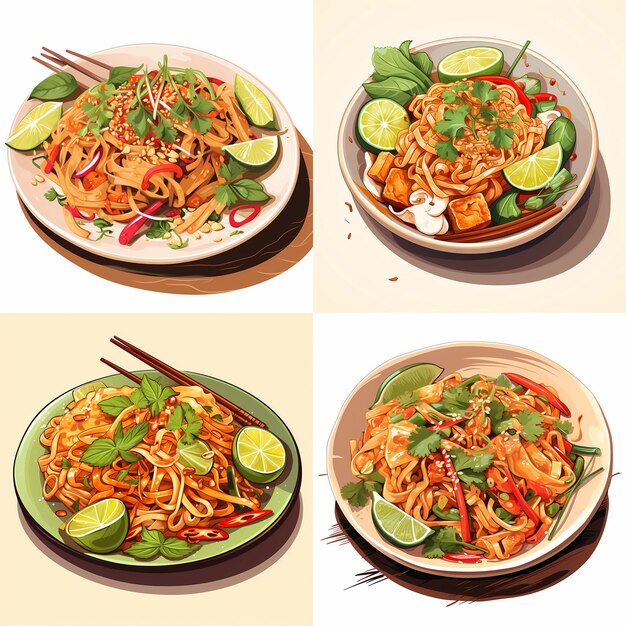 Vector vegetarian pad thai