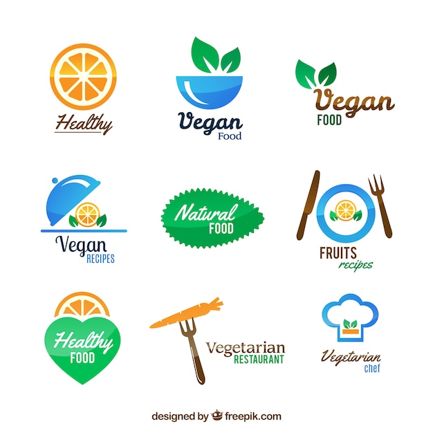 Vector vegetarian restaurant logos