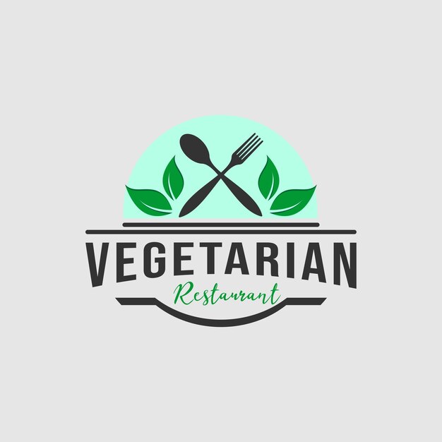 Vettore design del logo vettoriale del ristorante vegetariano