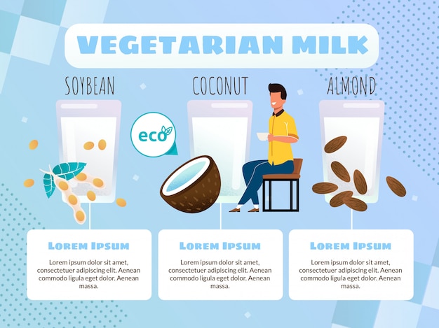 포스터 템플릿 채식주의 자 우유 종류