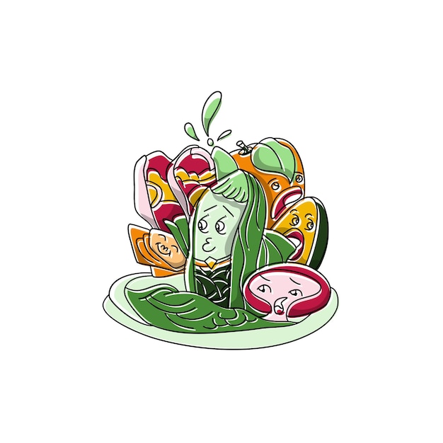 Vegetarische avocado-taco's vector doodle illustratie achtergrond banner gezonde voeding natuurlijke producten elementen voor menu-advertentie