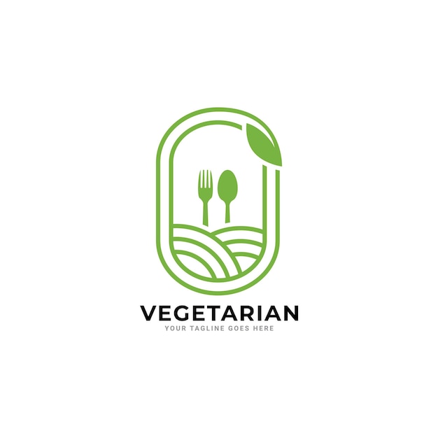 Vegetarische Logo pictogram sjabloonontwerp.