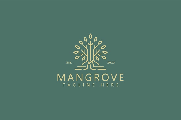 Vegetatie Mangrove Boom Logo Plant Abstract Minimalistisch Teken Symbool Milieu