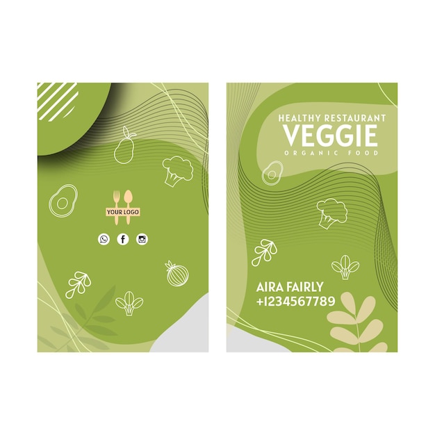 Vector veggie restaurant double-sided business card