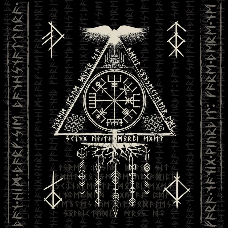 Vegvisir 스칸디나비아 기호 및 룬 그런 지