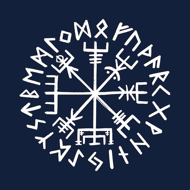 Vettore simbolo di vegvisir. antica bussola nordica