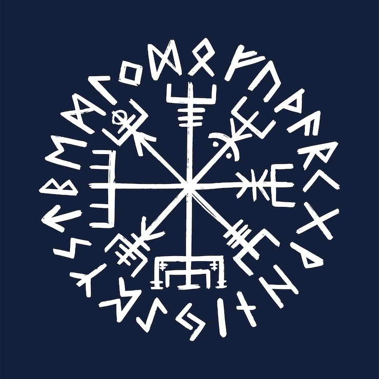 वेक्टर vegvisir symbol. ancient nordic compass