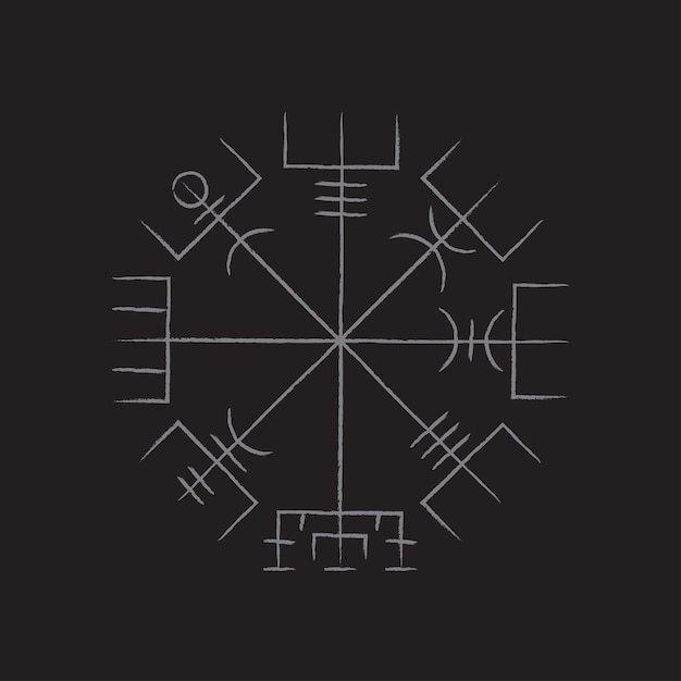 Vegvisir トゥルー ブラック アウトライン シルエット