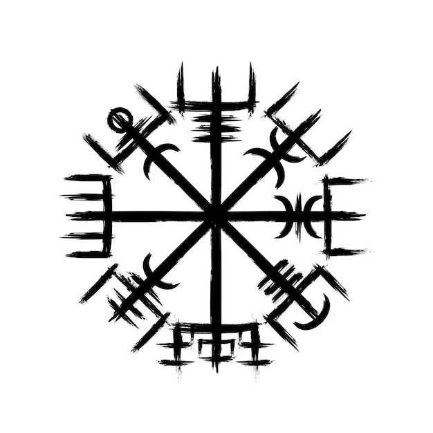 Vector vegvisir true grunge brushes silhouette