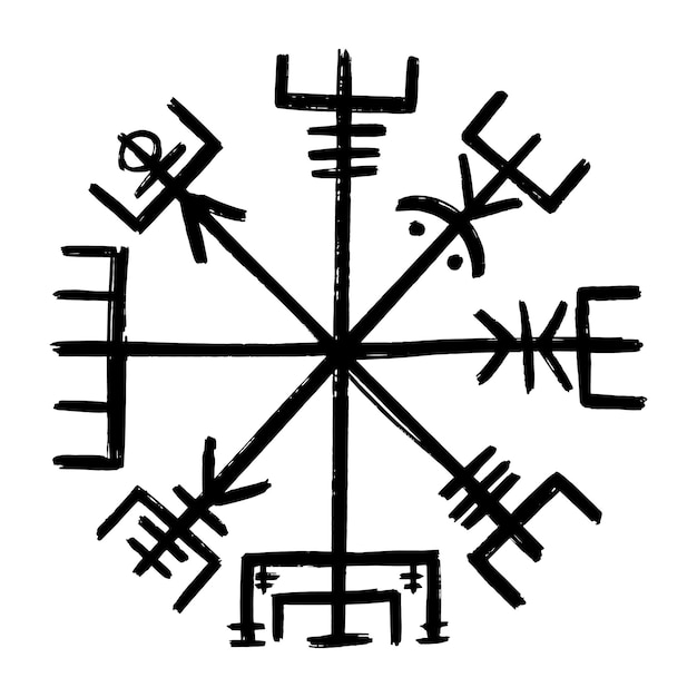 ベクトル vegvisir。バイキングコンパスグラフィックイラスト