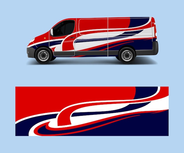 Vehicle decal wrap design cargo van vector Graphic abstract wave background designs for advertisement company branding