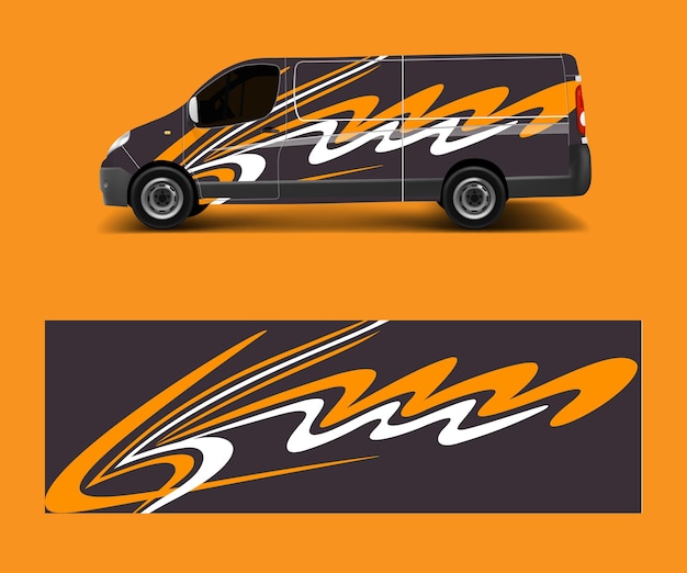 Vector vehicle decal wrap design cargo van vector graphic abstract wave background designs for advertisement company branding