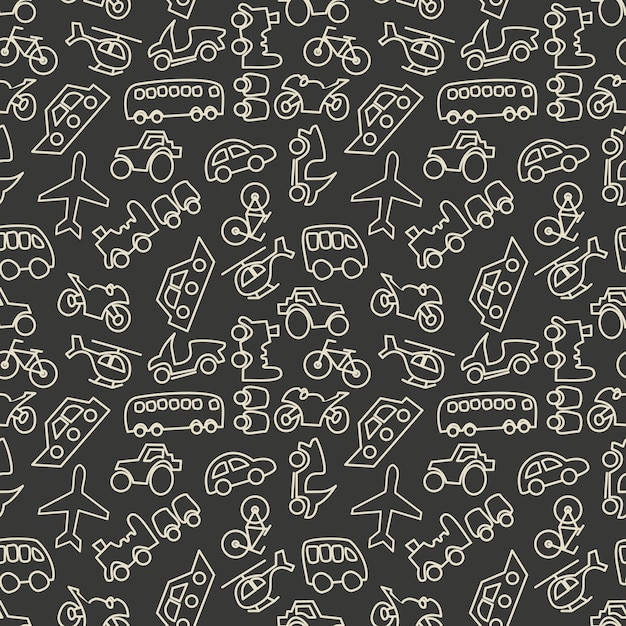 Vehicle doodle kids textile pattern