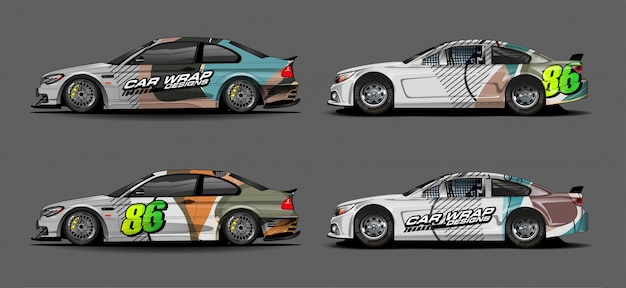 Vehicle graphic kit. abstract lines with curve shaped background for race car, van and pickup truck vinyl sticker wrap