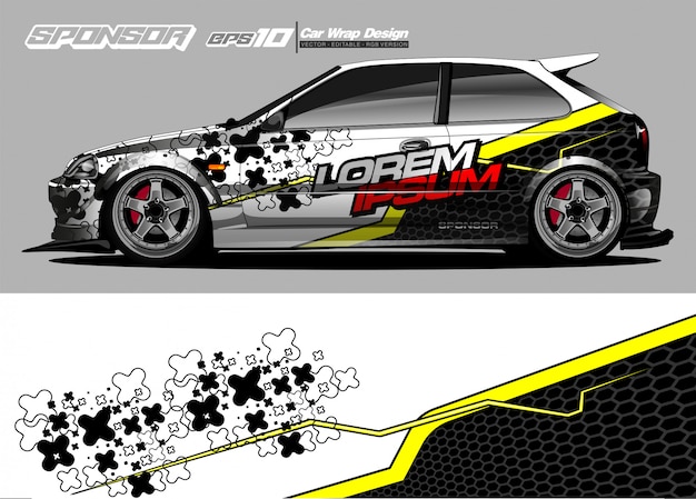 Vehicle graphic kit. modern abstract background for car wrap branding and automobile sticker decals livery